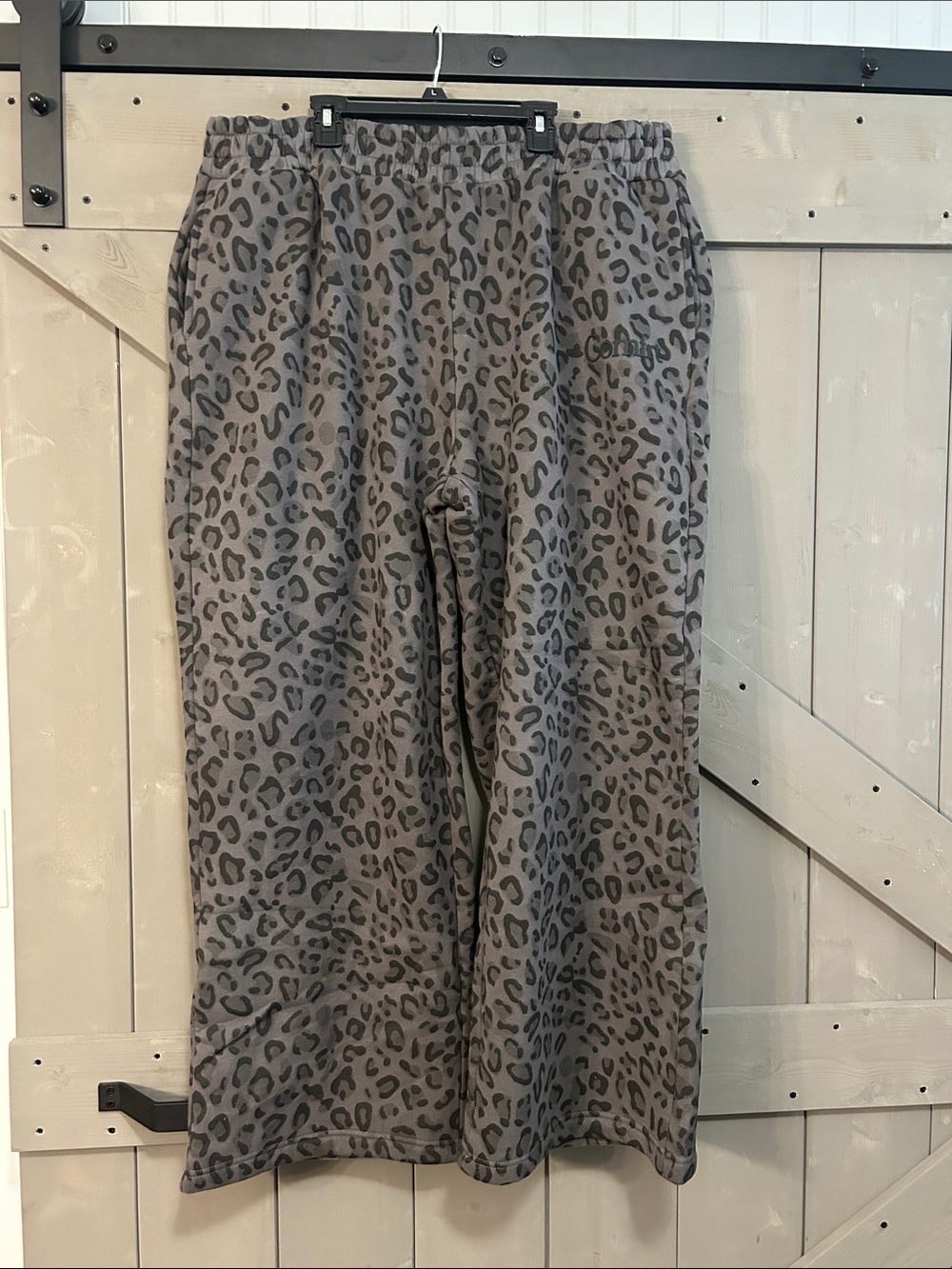 Wide Leg Leopard Print Pants in Gray - Casual Comfort